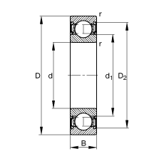 S 61808-2RSR,  DIN 625-1 ˜ʵҪߴ, ɂȴܷ