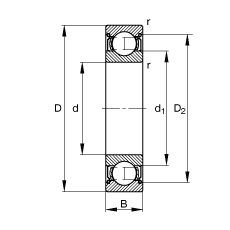 S 6316-2Z,  DIN 625-1 ˜ʵҪߴ, ɂg϶ܷ